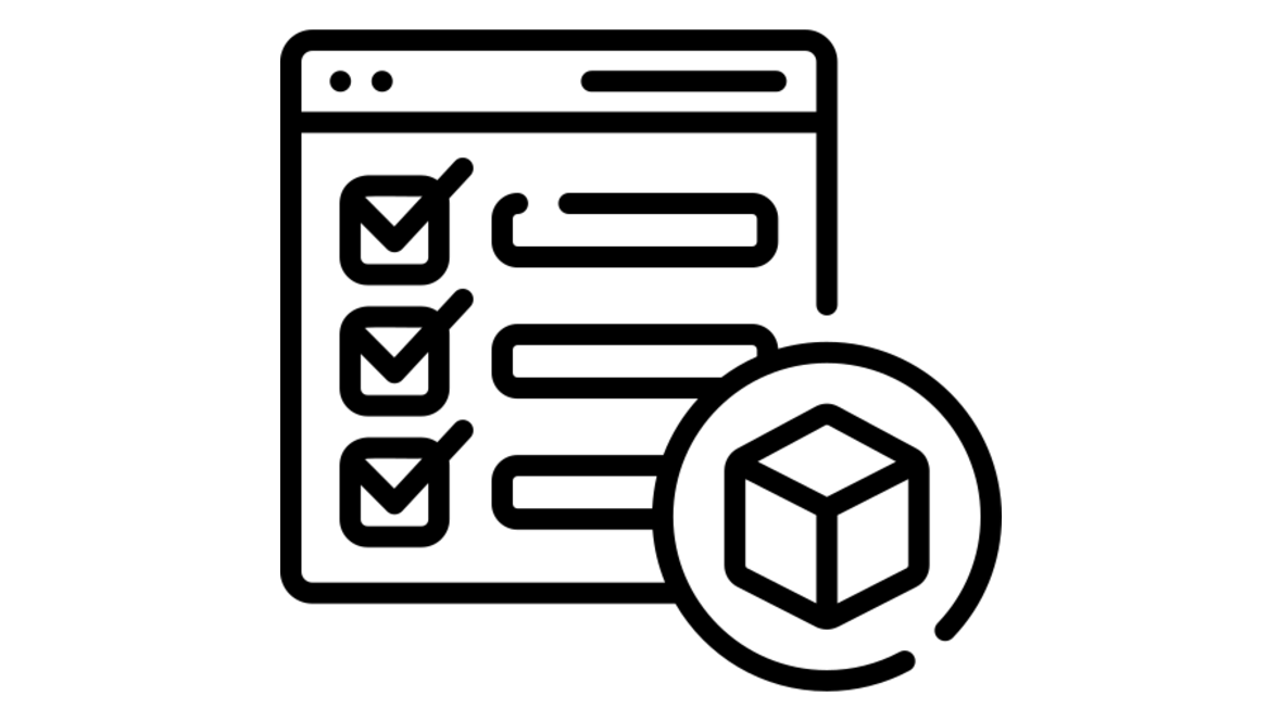 Leistungen von Filtrationsanlagen Zu sehen ist eine gezeichnete Checkliste mit bereits abgehakten Aufgaben. Rechts unten ist noch ein Würfel in einem Kris zu sehen.