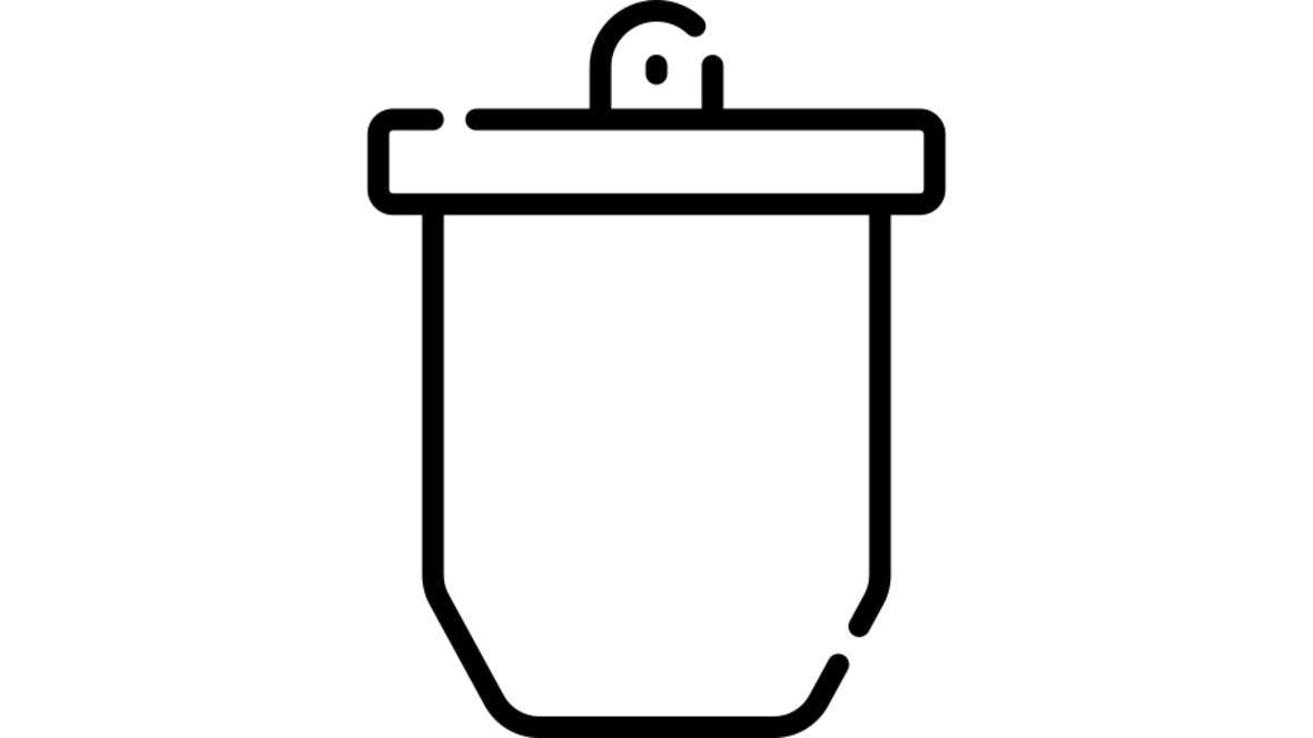 Materialien in der Cross Flow Filtration Es ist ein Behältnis mit einem Deckel zu sehen.