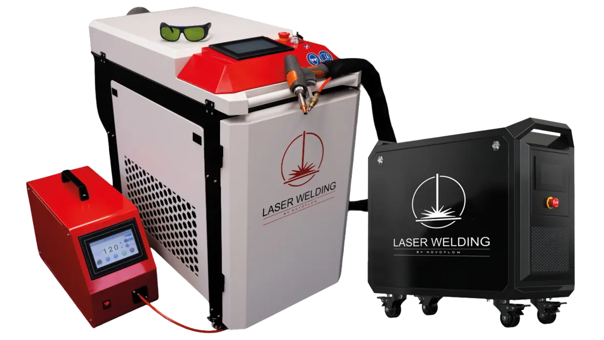 Laserschweißgeräte grau-rot und schwarz Es ist ein Laserschweißgerät des Unternehmens Novoflow zu sehen.